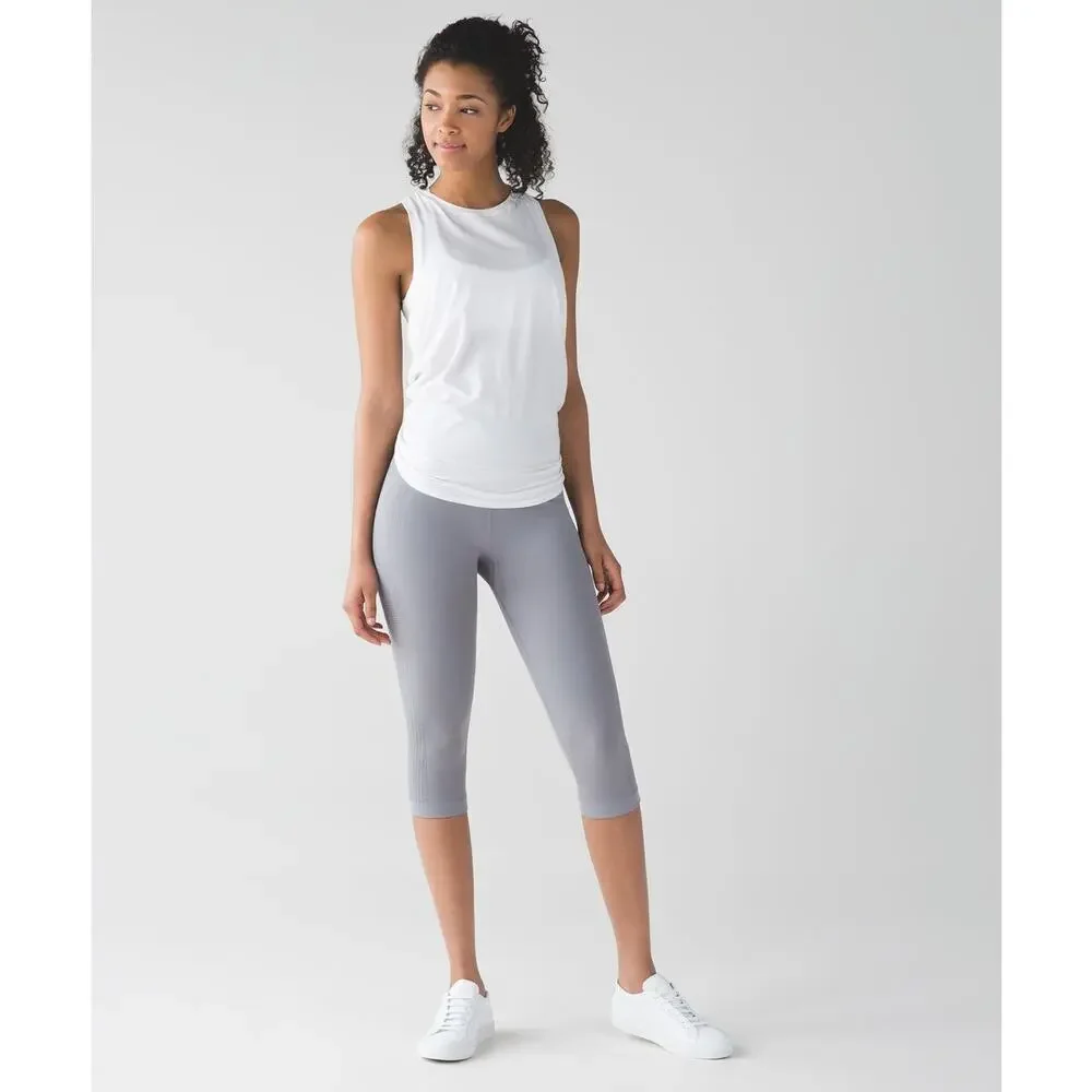 Lululemon Flow & Go Crop Battleship Grey Sz 6 High Waisted Leggings Gym Workout